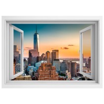 Vinilos ventanas 3d atardecer en manhattan